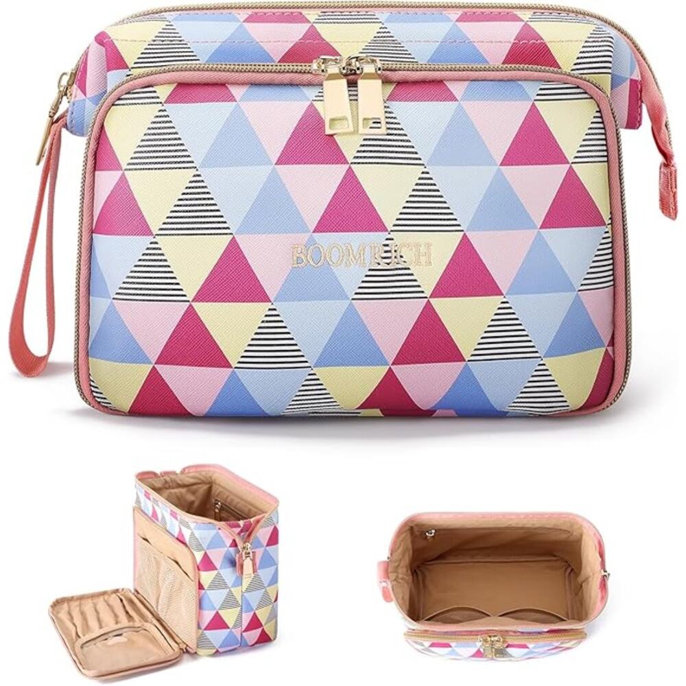 New Travel Makeup Bag Cosmetic Bag Large Wide Pouch Brushes Organizer Multicolor